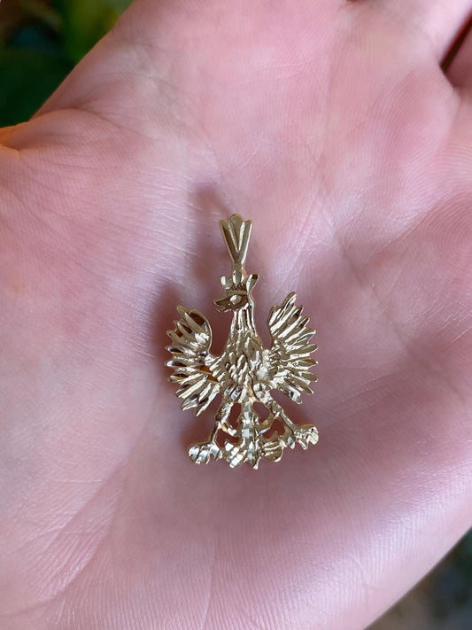 Vintage Solid 14k Yellow Gold Diamond Cut Eagle Charm