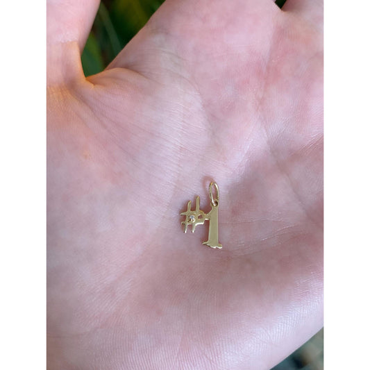 Vintage Solid 14k Yellow Gold Diamond #1 Charm