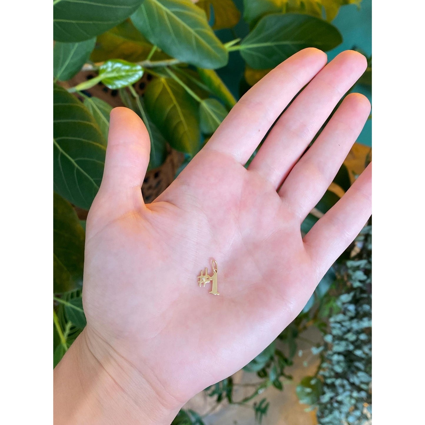 Vintage Solid 14k Yellow Gold Diamond #1 Charm