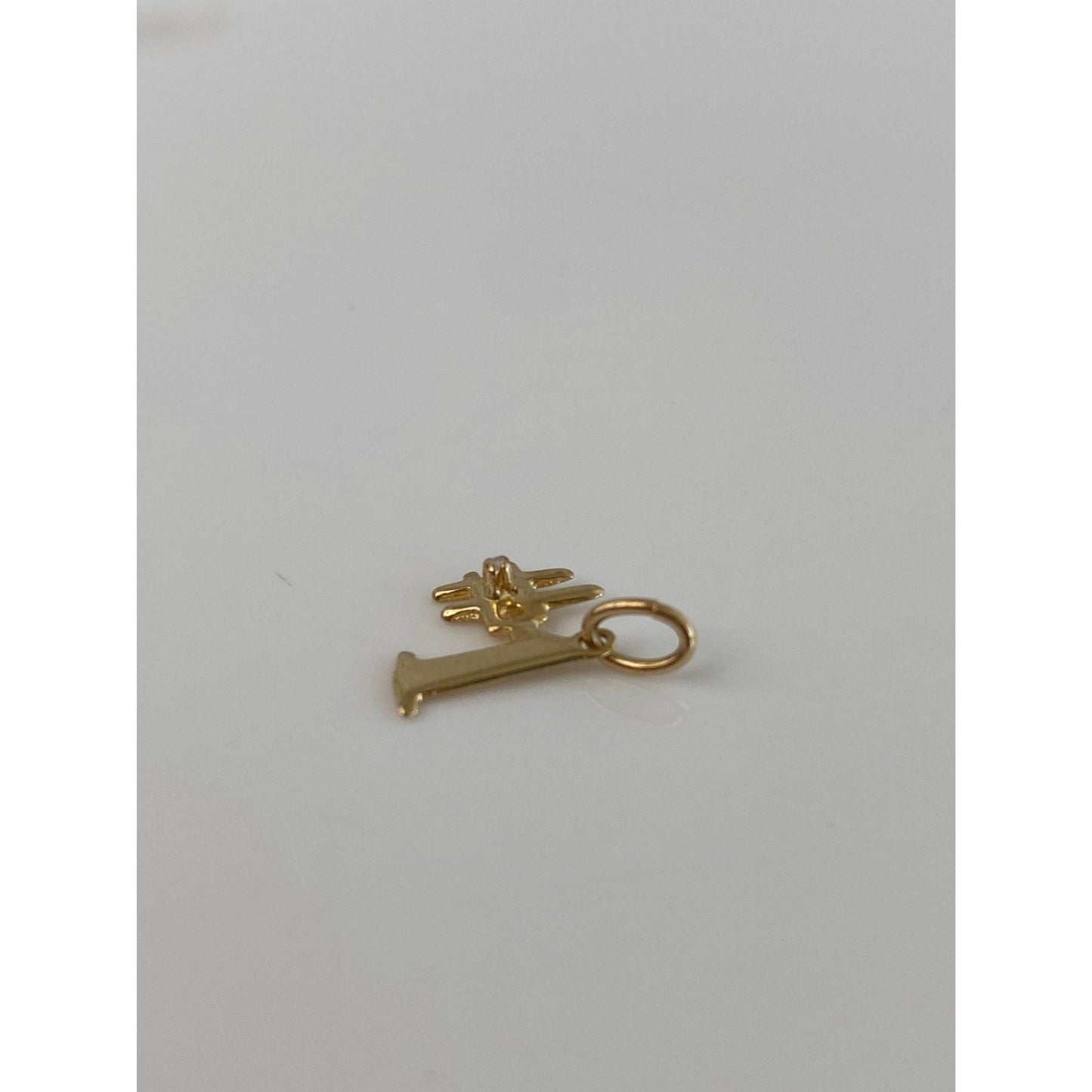 Vintage Solid 14k Yellow Gold Diamond #1 Charm