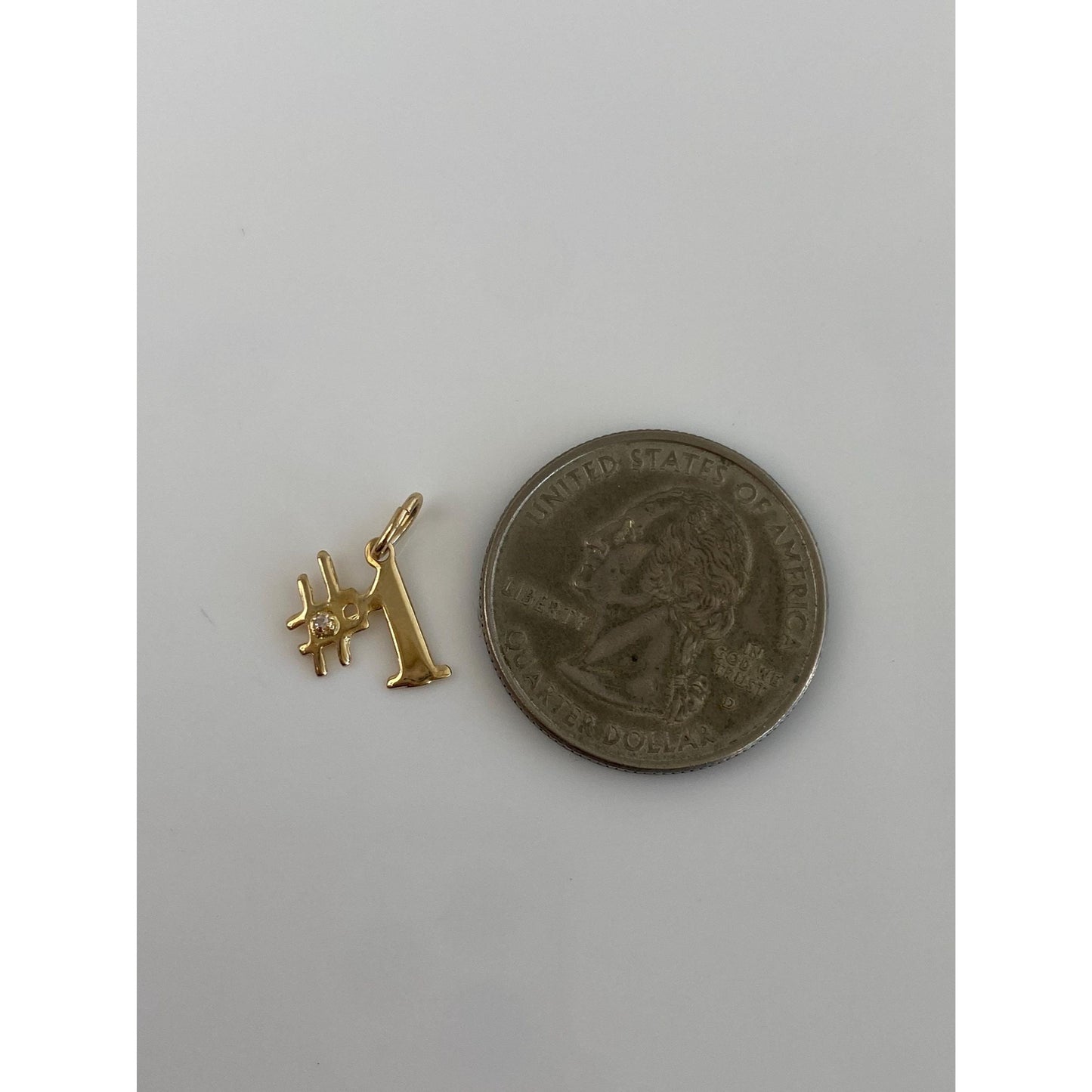 Vintage Solid 14k Yellow Gold Diamond #1 Charm