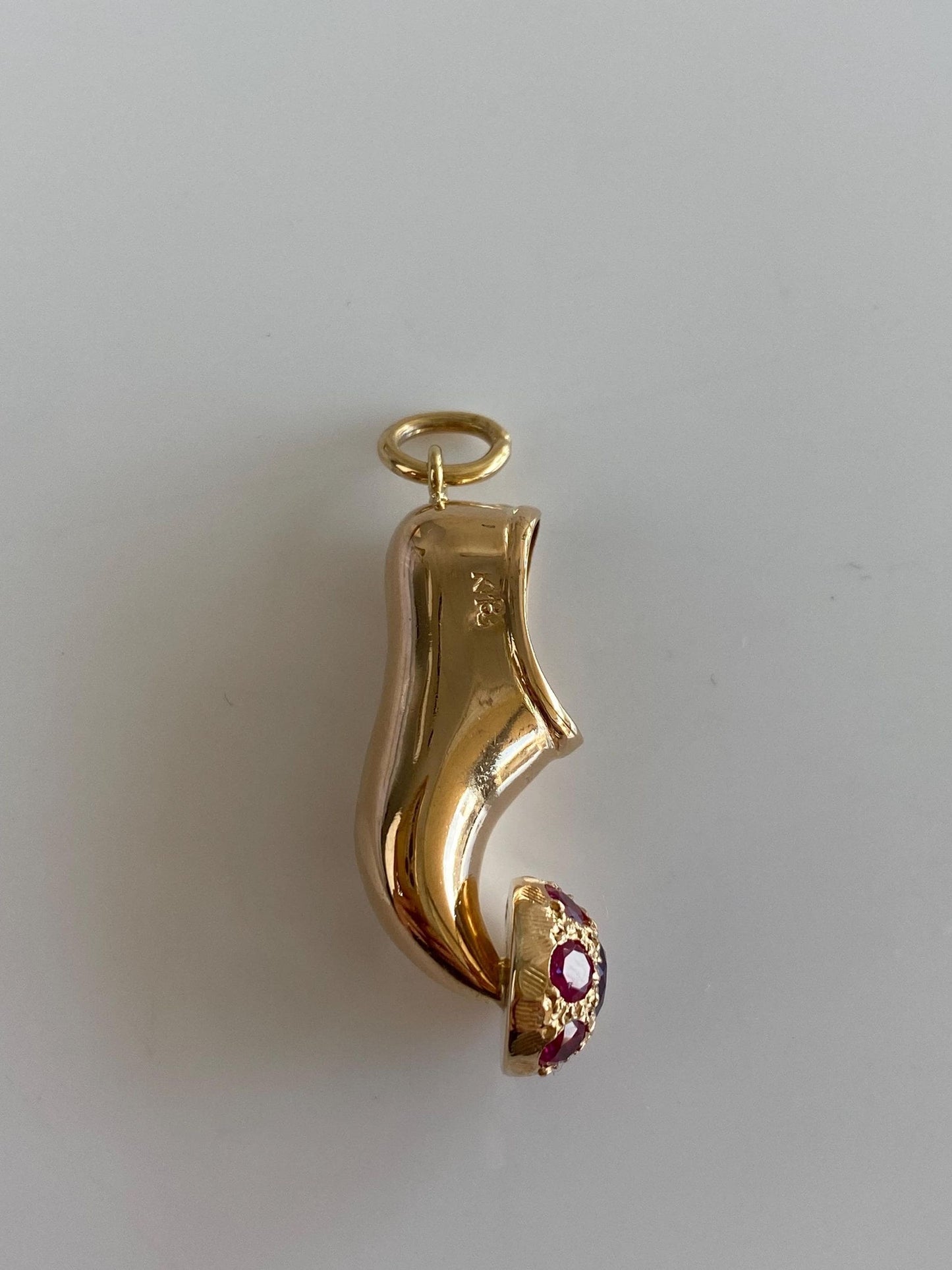 Vintage Solid 18k Yellow Gold Blue Spinel Pink Sapphire Halo Slipper Charm