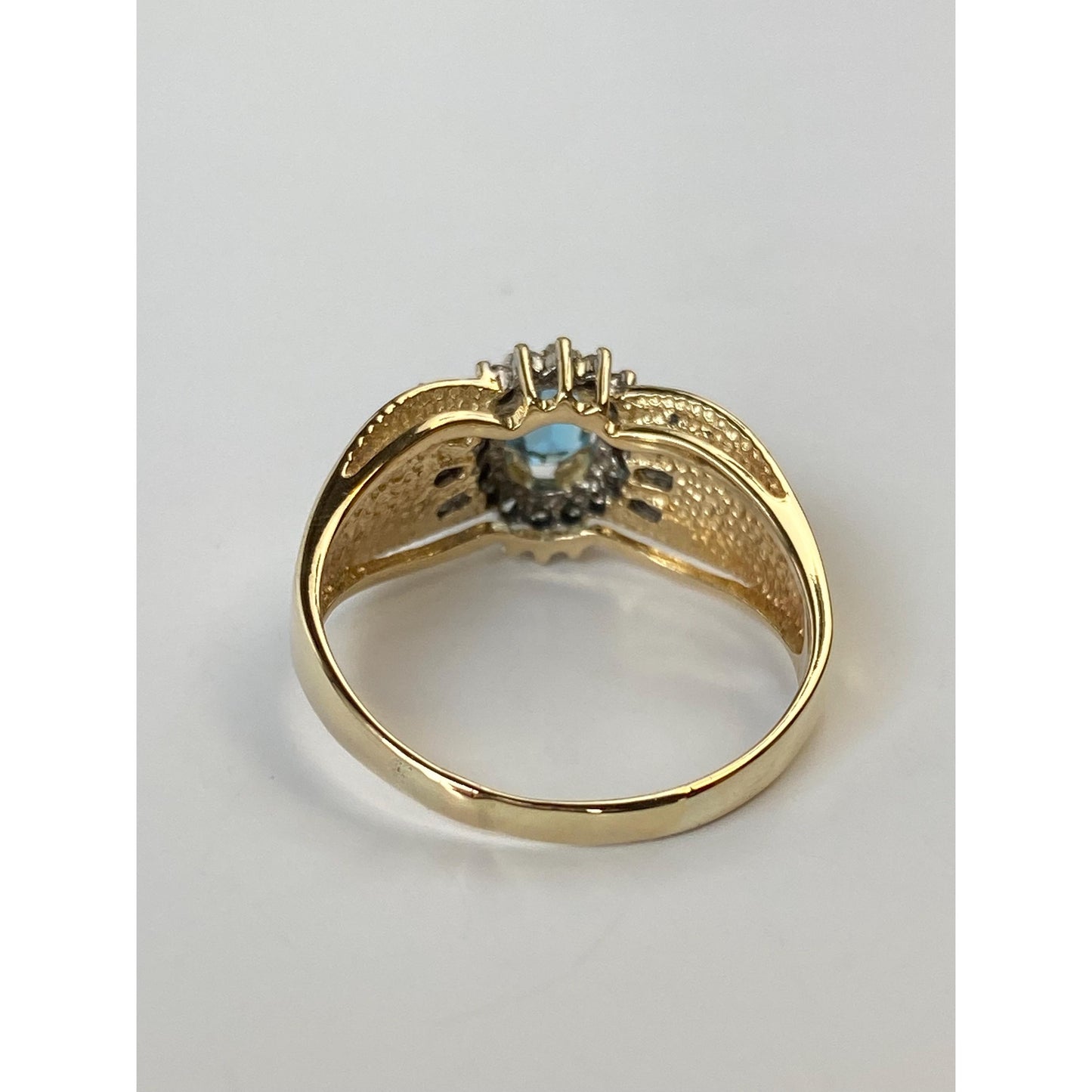 Vintage Solid 14k Yellow Gold Topaz Diamond Ring - Size 9.25