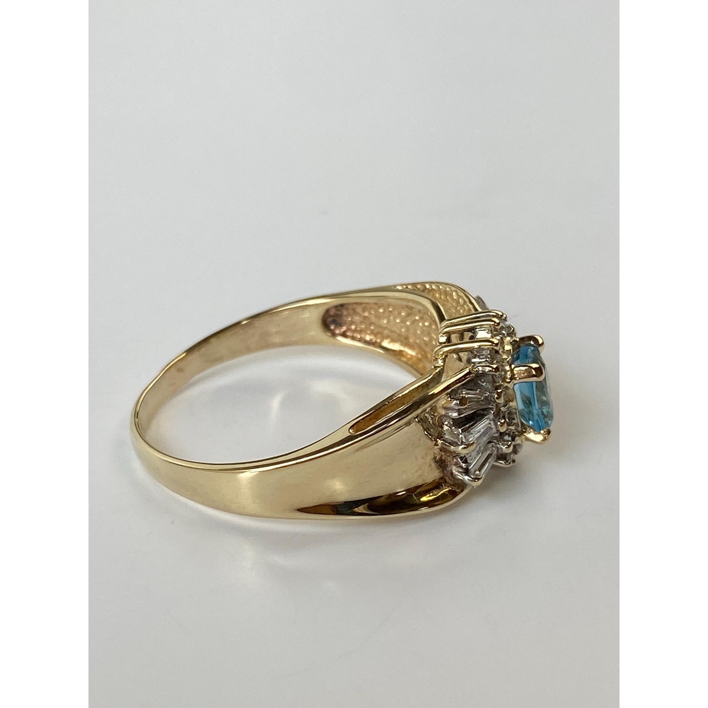 Vintage Solid 14k Yellow Gold Topaz Diamond Ring - Size 9.25