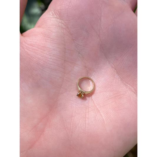 Vintage Solid 14k Yellow Gold Orange Cubic Zirconia Ring Charm