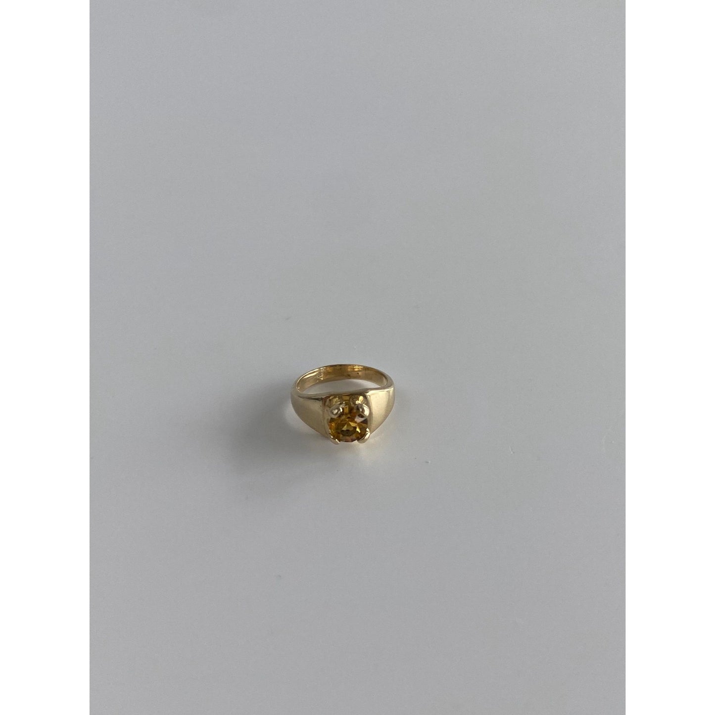 Vintage Solid 14k Yellow Gold Orange Cubic Zirconia Ring Charm