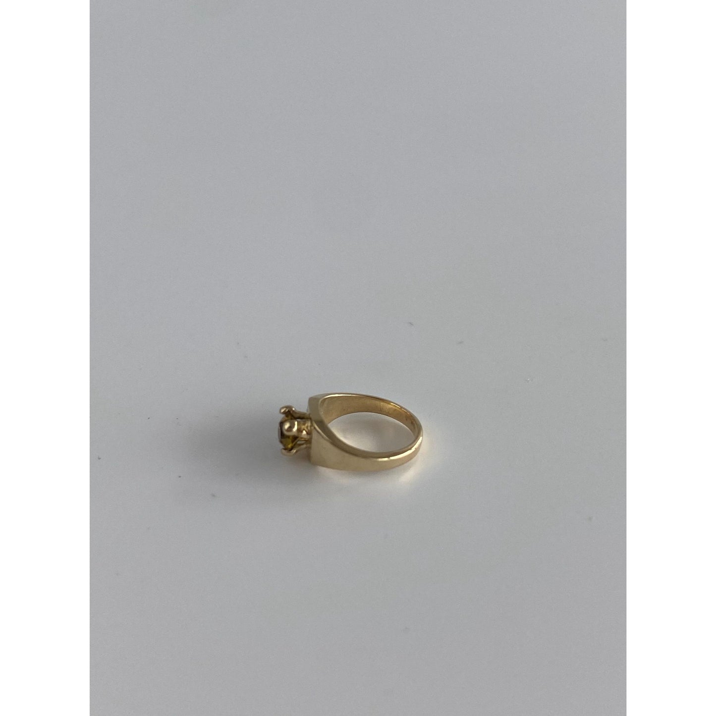 Vintage Solid 14k Yellow Gold Orange Cubic Zirconia Ring Charm