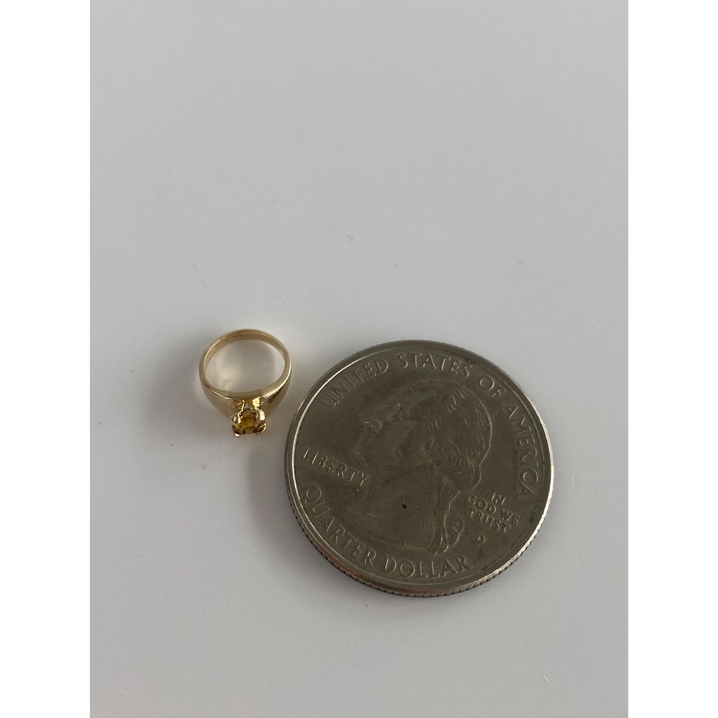 Vintage Solid 14k Yellow Gold Orange Cubic Zirconia Ring Charm