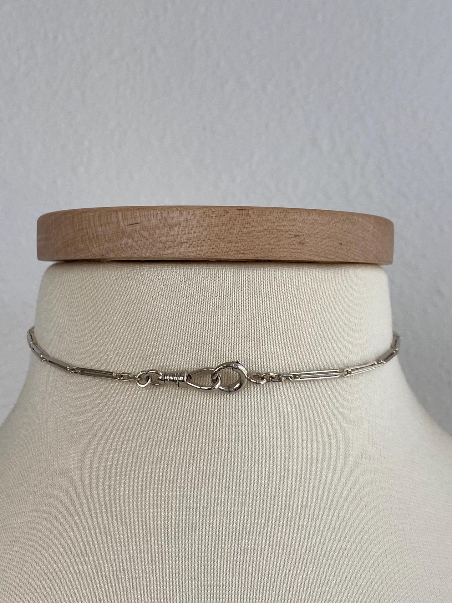 Vintage Solid 14k White Gold Barrel Link Pocket Watch Chain Necklace - 14 inches