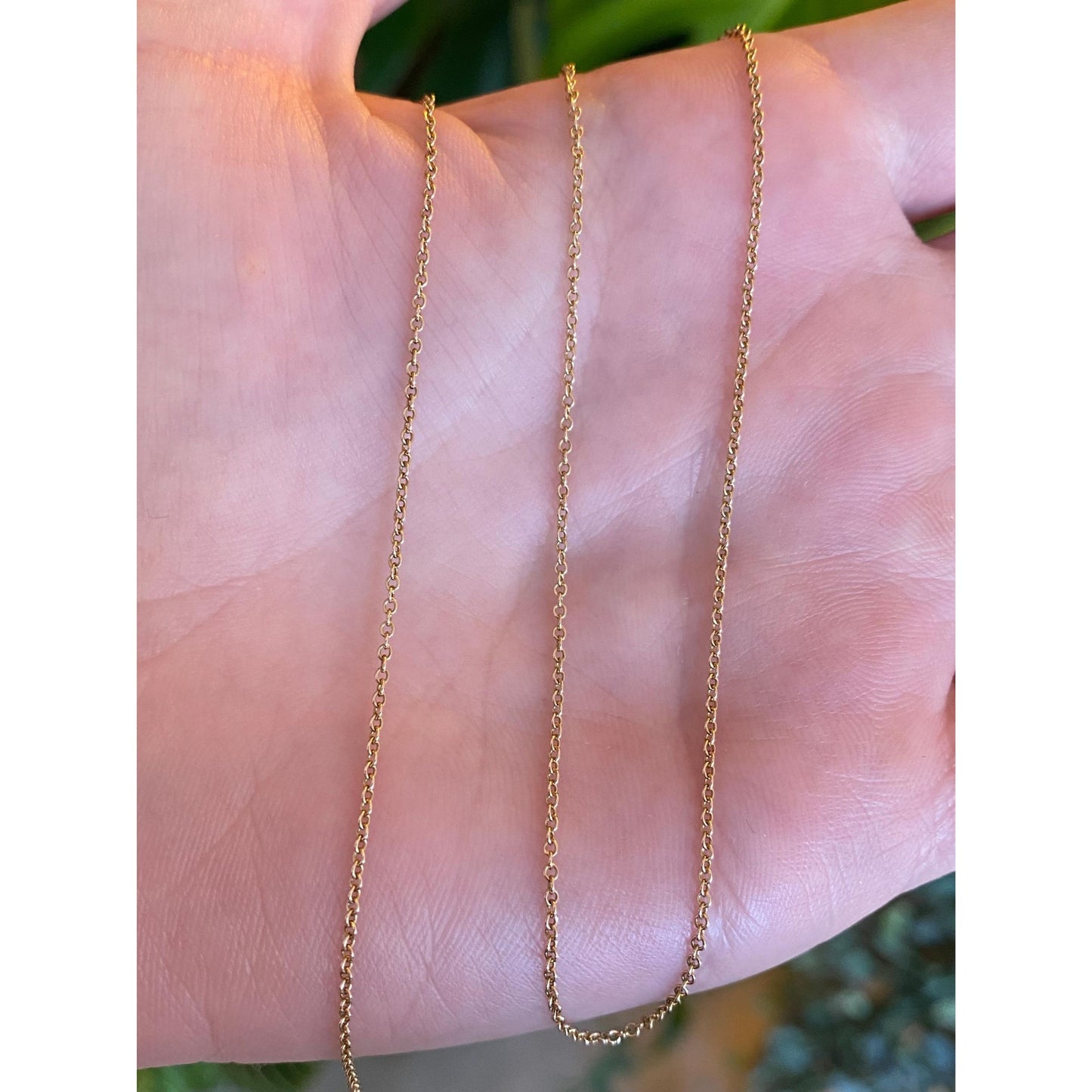 Vintage Solid 14k Yellow Gold Dainty Rolo Chain Necklace - 15.5 inches