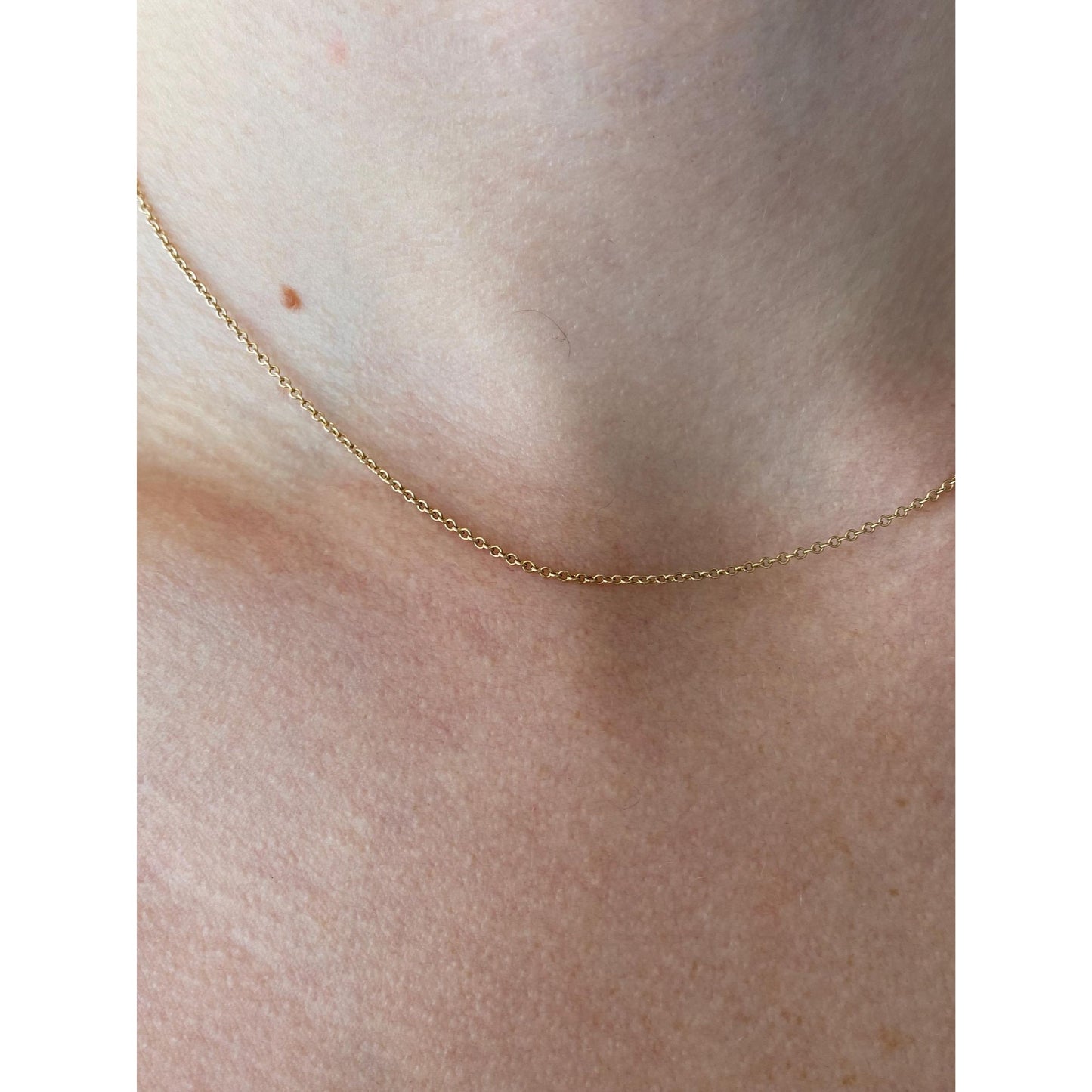 Vintage Solid 14k Yellow Gold Dainty Rolo Chain Necklace - 15.5 inches
