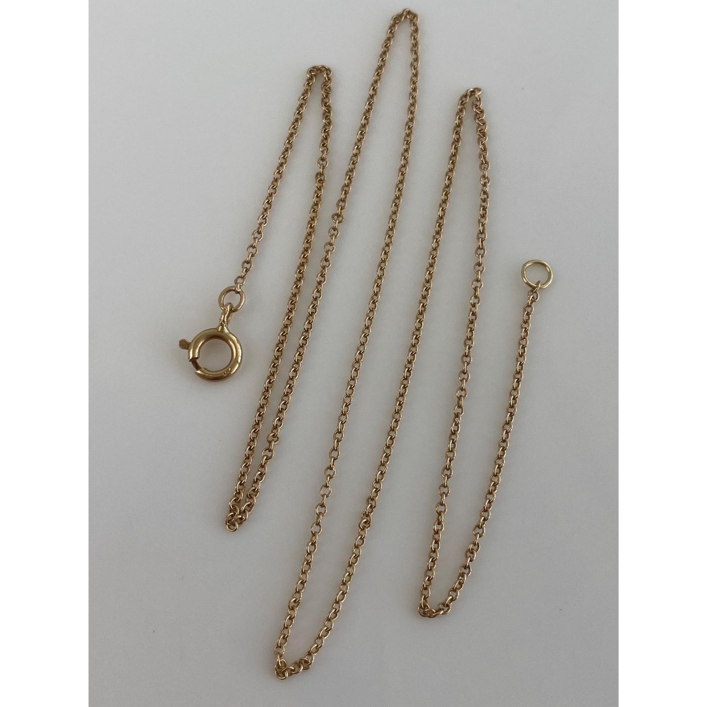 Vintage Solid 14k Yellow Gold Dainty Rolo Chain Necklace - 15.5 inches