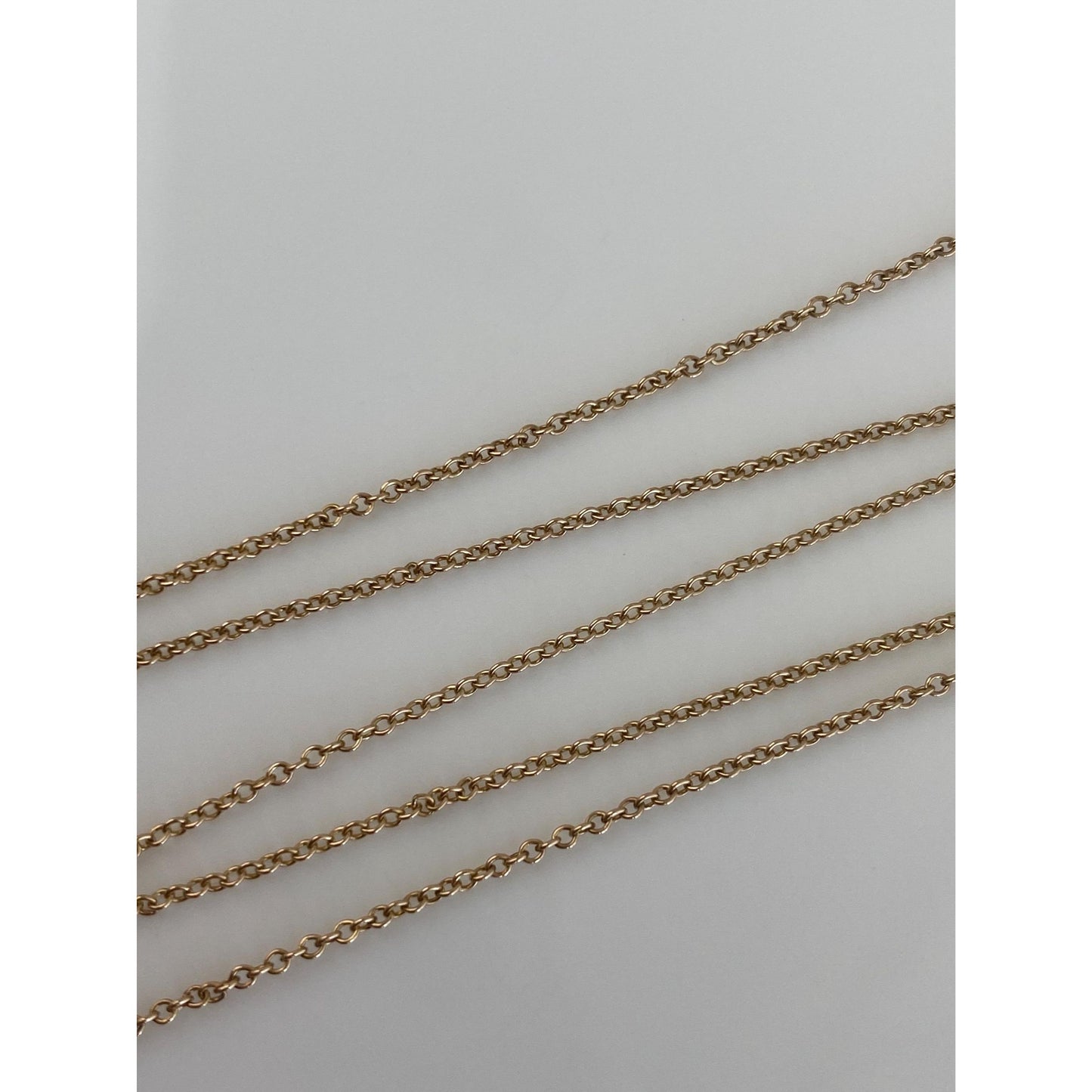 Vintage Solid 14k Yellow Gold Dainty Rolo Chain Necklace - 15.5 inches
