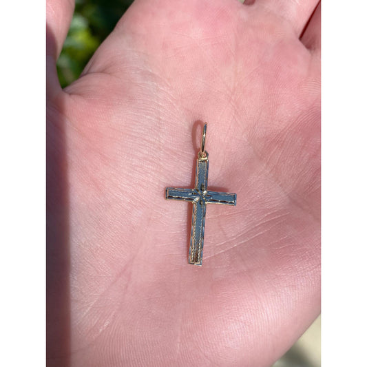 Vintage Solid 14k Yellow Gold Diamond Cut Cross Charm