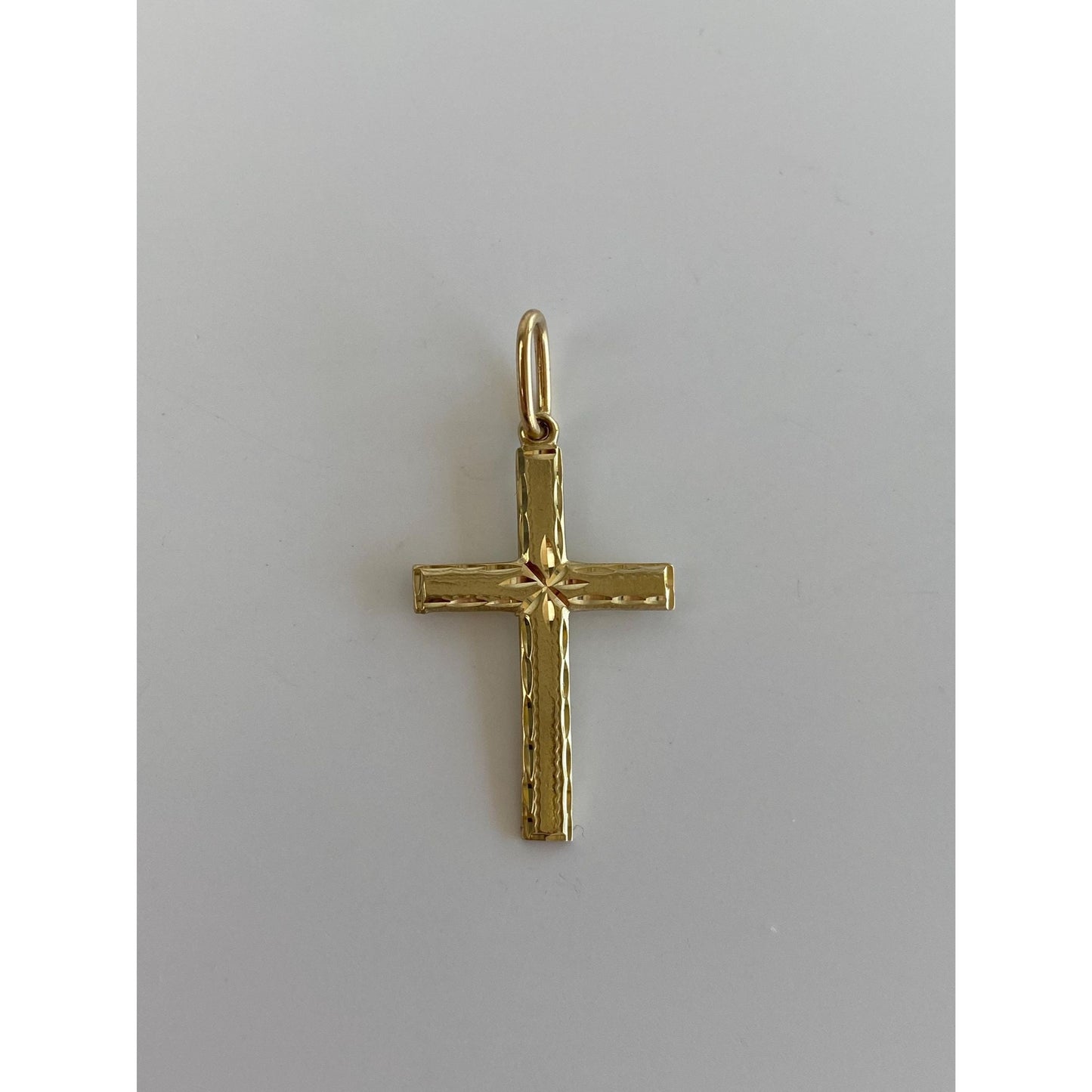 Vintage Solid 14k Yellow Gold Diamond Cut Cross Charm