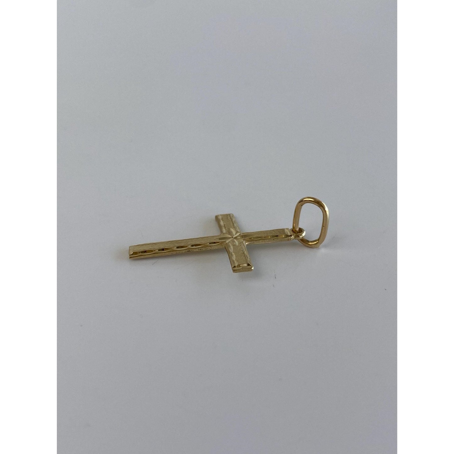 Vintage Solid 14k Yellow Gold Diamond Cut Cross Charm