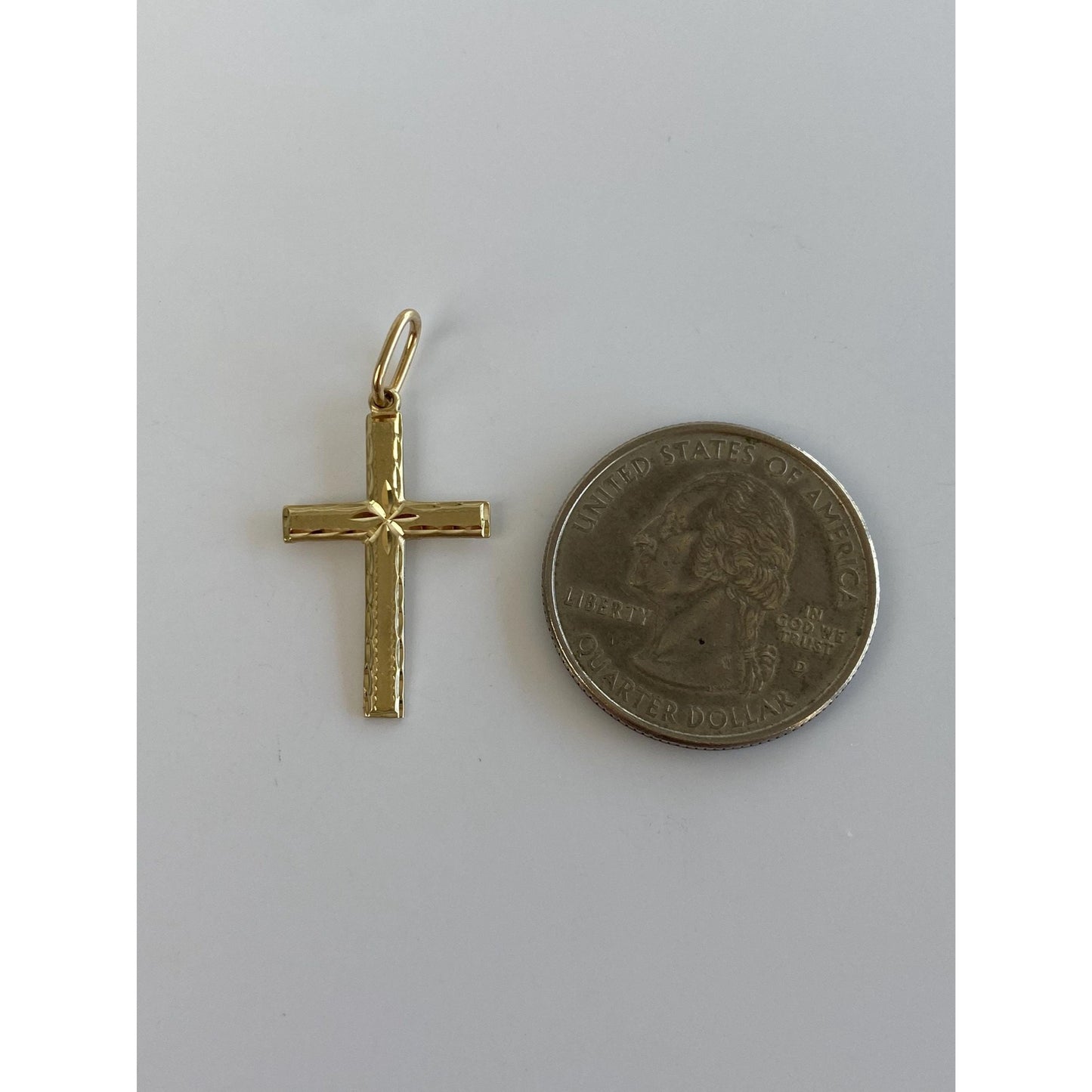 Vintage Solid 14k Yellow Gold Diamond Cut Cross Charm