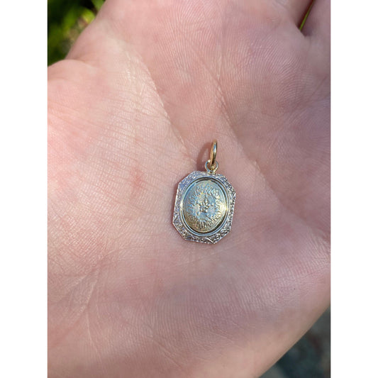 Vintage Solid 14k Yellow Gold & Sterling Silver Cufflink Conversion Charm