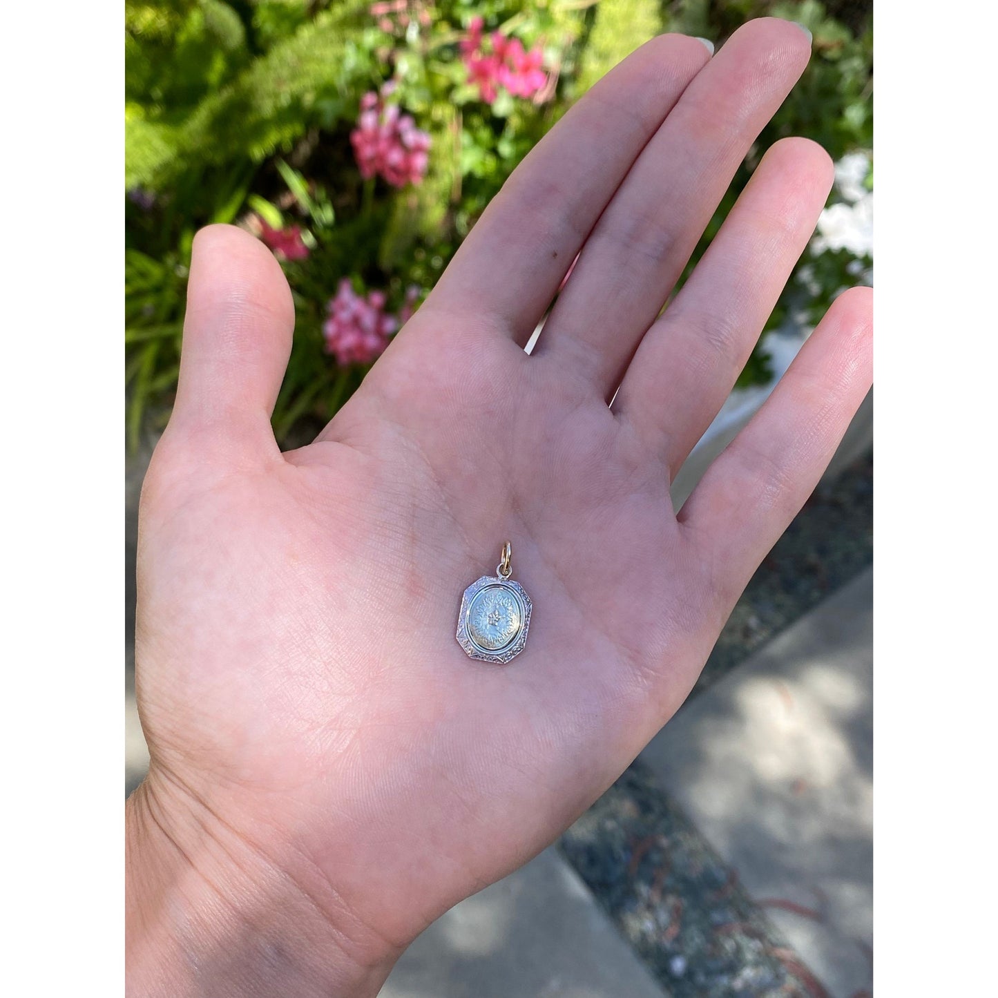 Vintage Solid 14k Yellow Gold & Sterling Silver Cufflink Conversion Charm