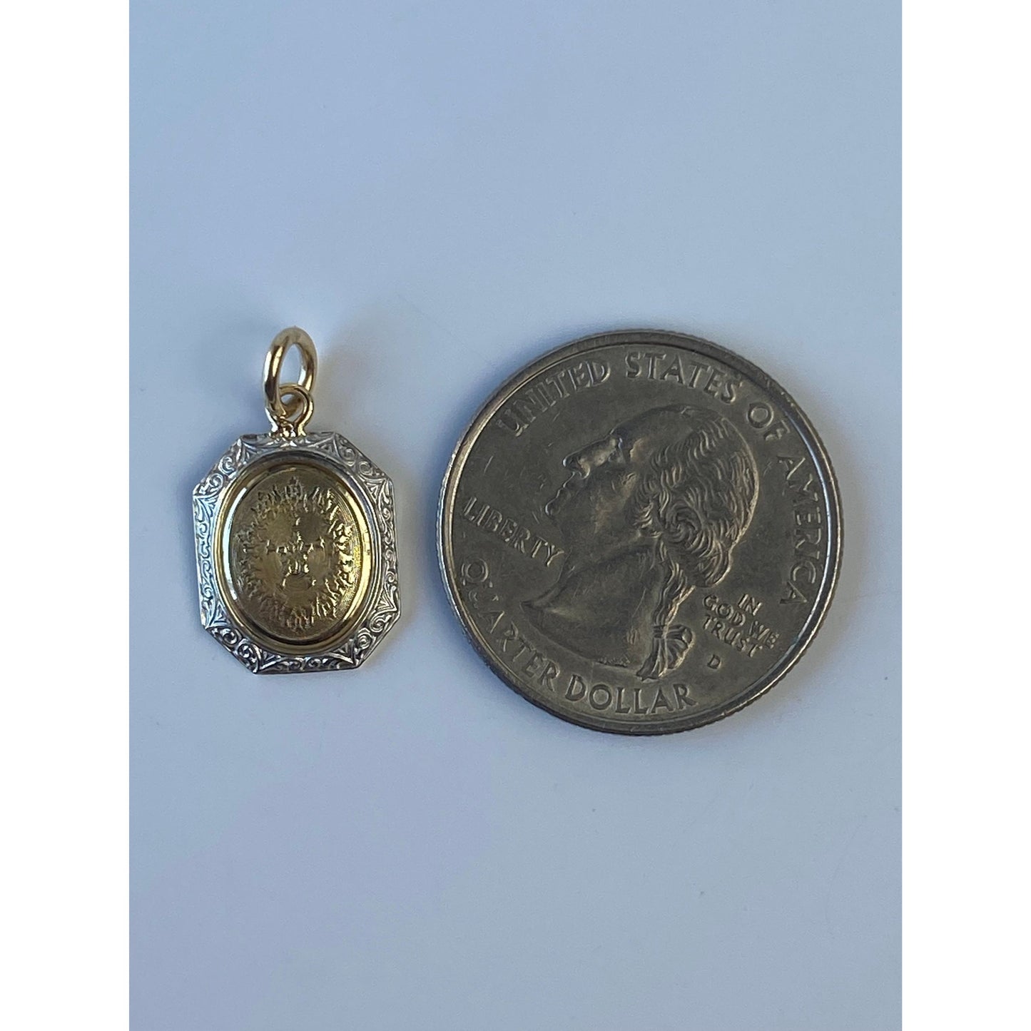 Vintage Solid 14k Yellow Gold & Sterling Silver Cufflink Conversion Charm