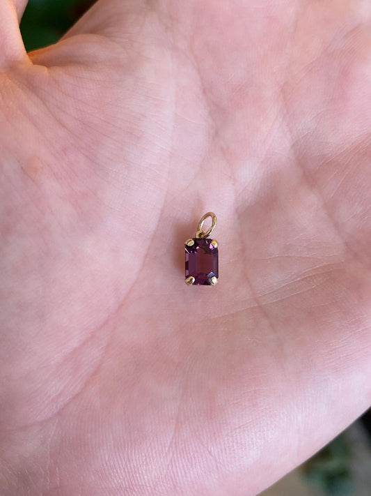 Vintage Solid 9k Rosey Gold Purple Cubic Zirconia Charm