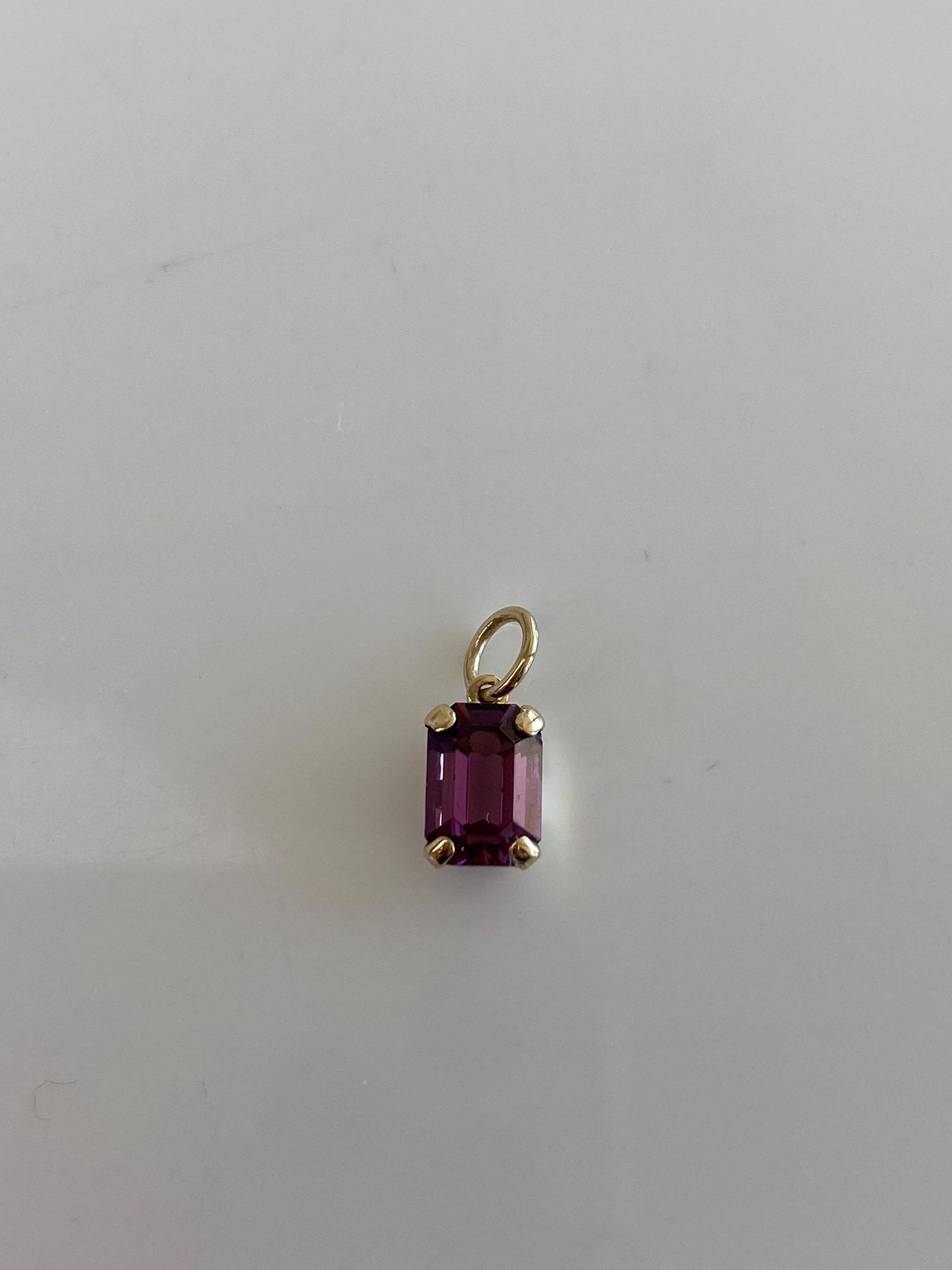 Vintage Solid 9k Rosey Gold Purple Cubic Zirconia Charm