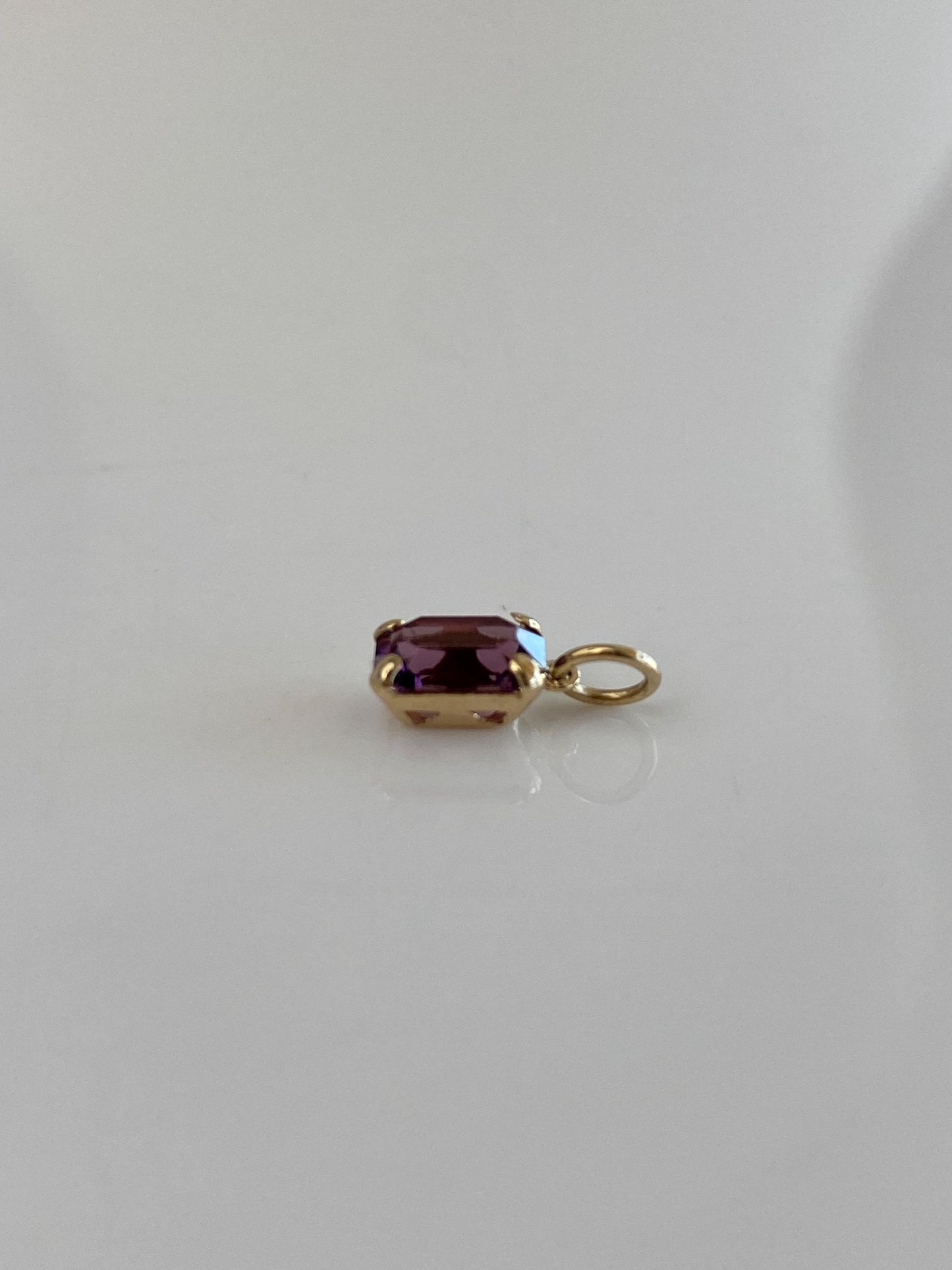 Vintage Solid 9k Rosey Gold Purple Cubic Zirconia Charm