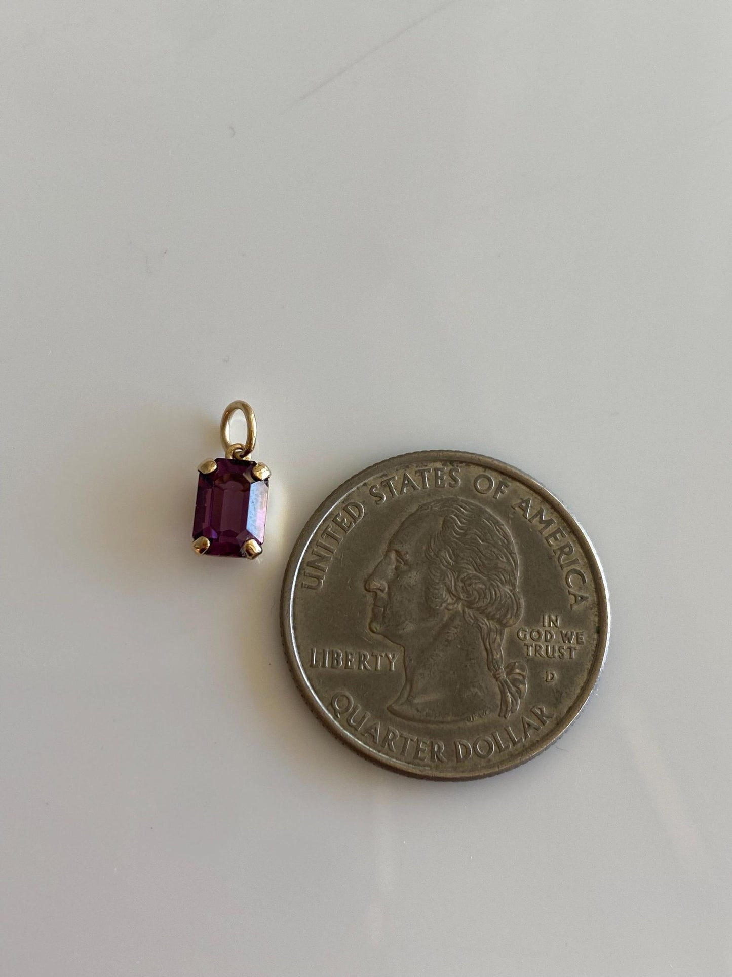 Vintage Solid 9k Rosey Gold Purple Cubic Zirconia Charm