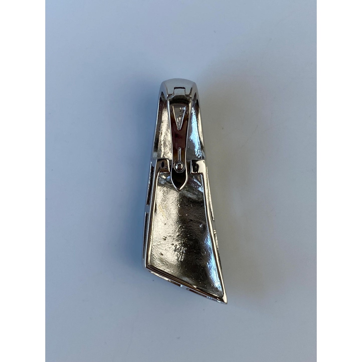 Solid 14k White Gold Diamond Opal Inlay Slide Charm