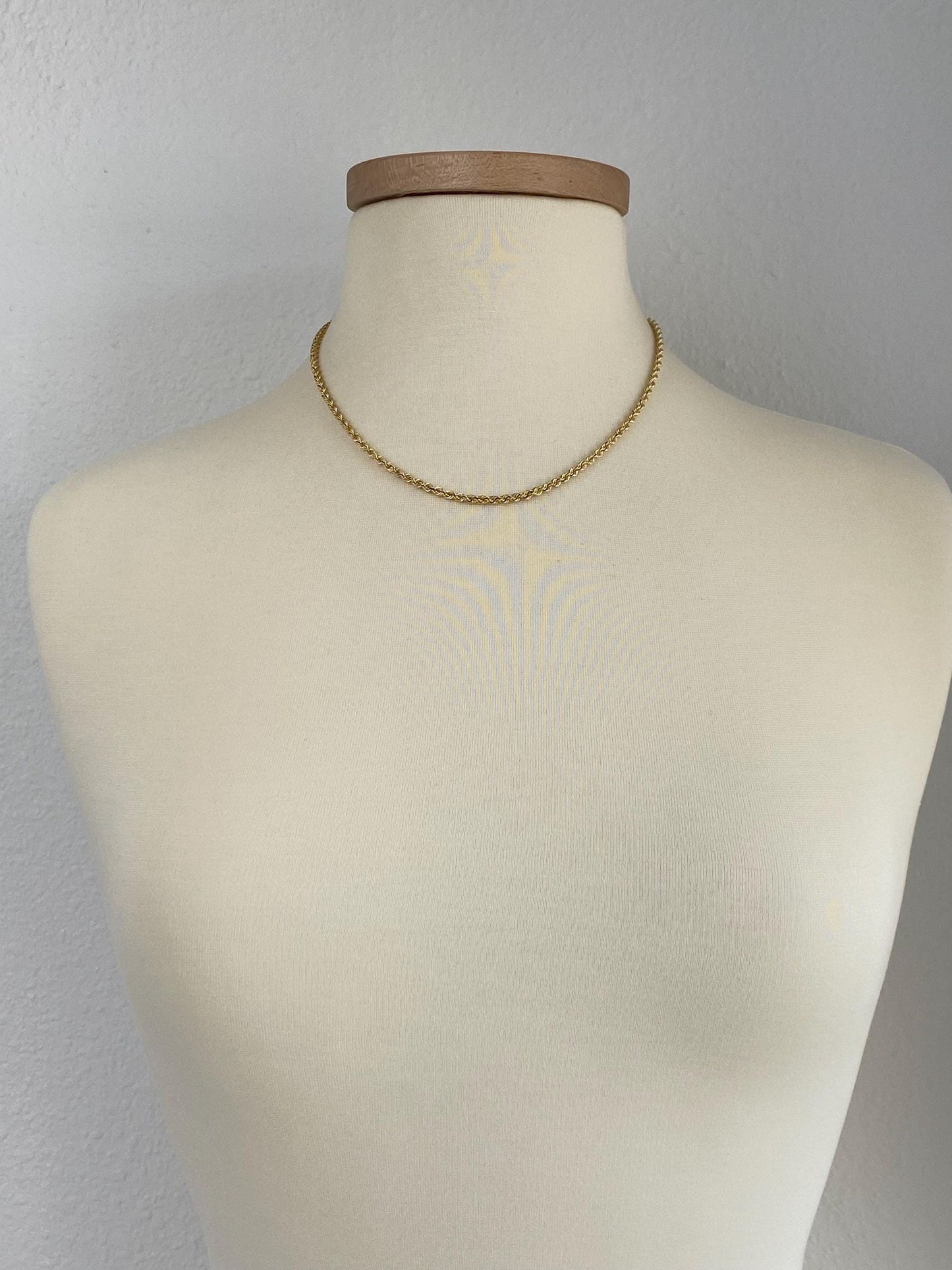 Vintage Solid 14k Yellow Gold Rope Chain Necklace - 18.25 inches