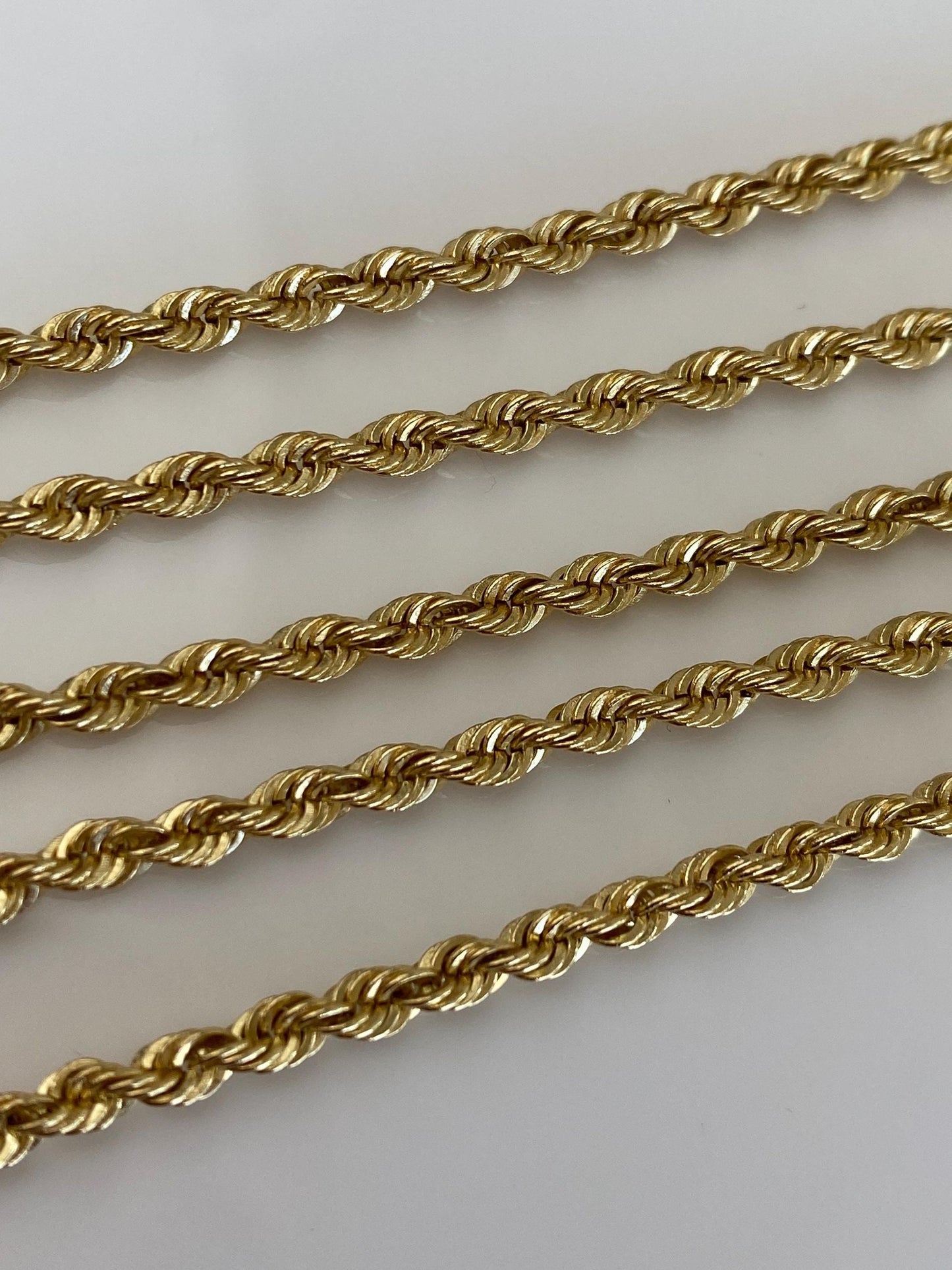 Vintage Solid 14k Yellow Gold Rope Chain Necklace - 18.25 inches