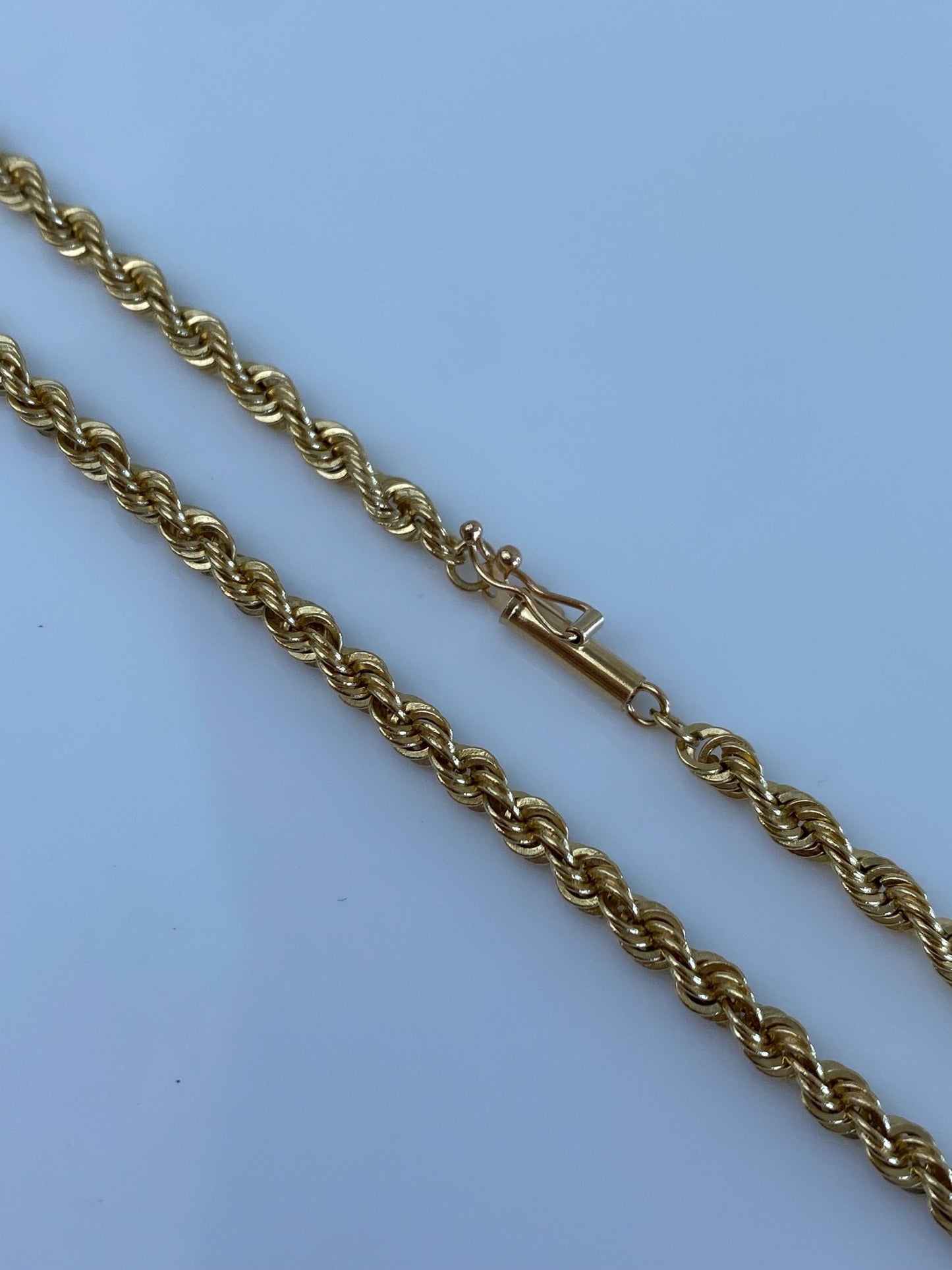 Vintage Solid 14k Yellow Gold Rope Chain Necklace - 18.25 inches