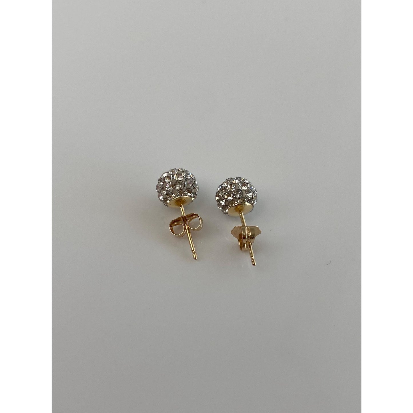 Solid 14k White & Yellow Gold Cubic Zirconia Ball Stud Earrings