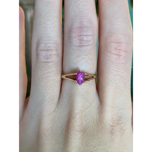 Vintage Solid 14k Yellow Gold Pink Star Sapphire Ring - Size 5.75
