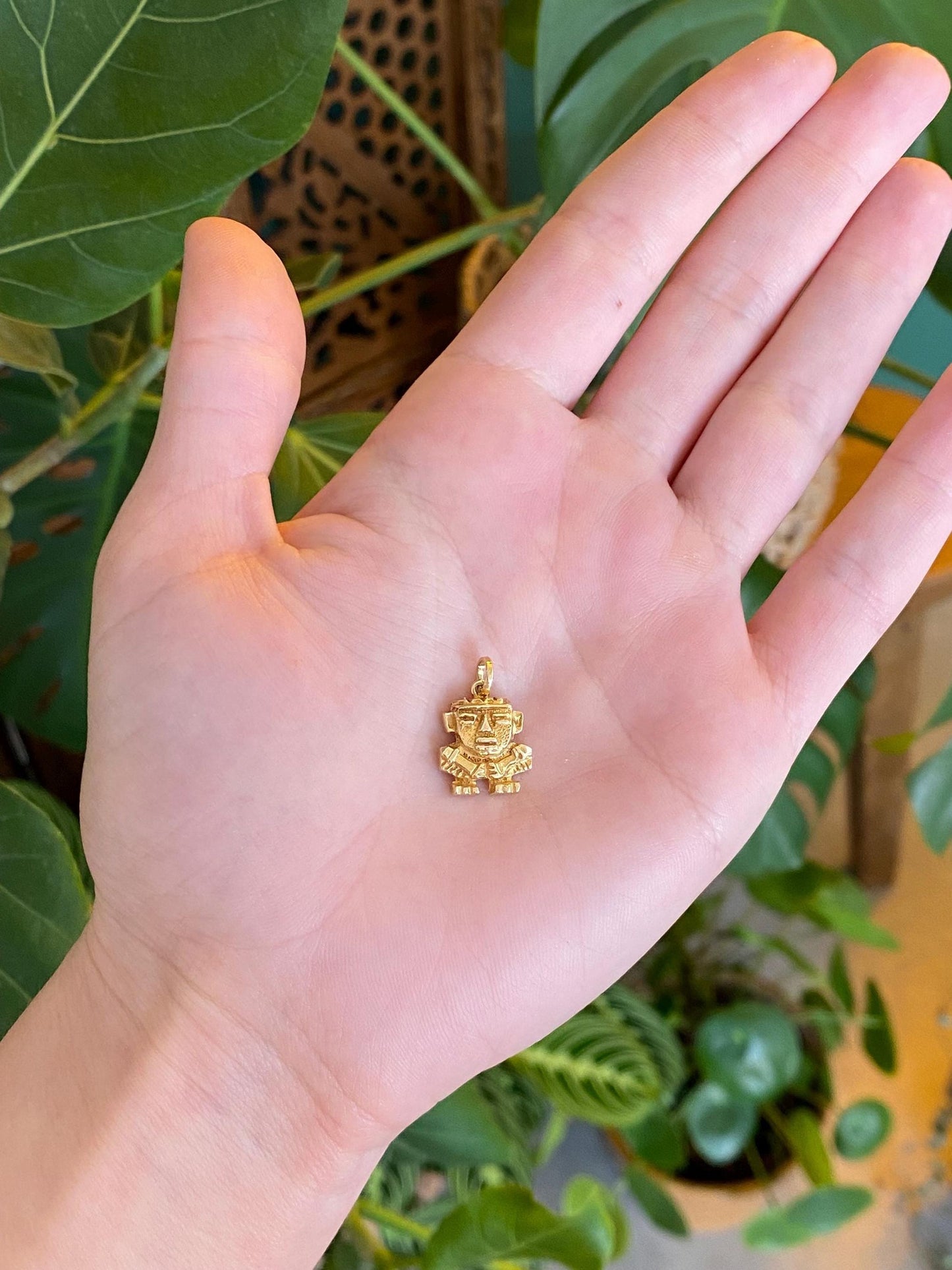 Vintage Solid 14k Yellow Gold Peruvian Charm