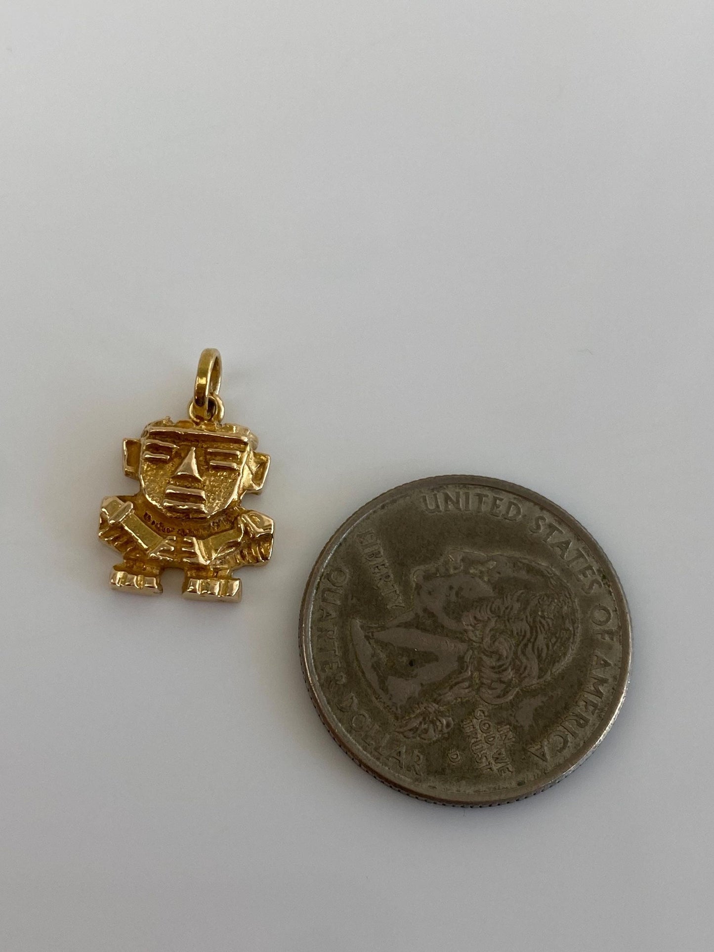 Vintage Solid 14k Yellow Gold Peruvian Charm