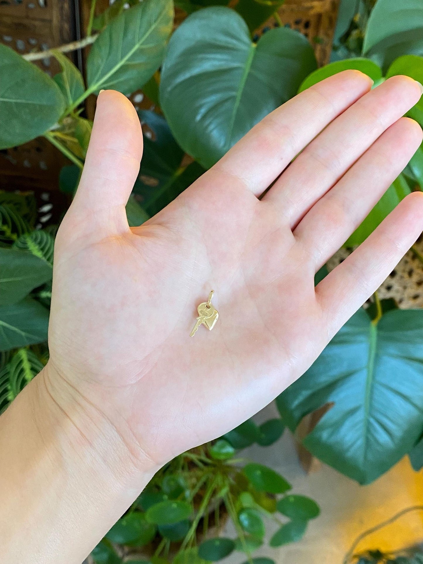 Vintage 14k Yellow Gold Key Heart Charm