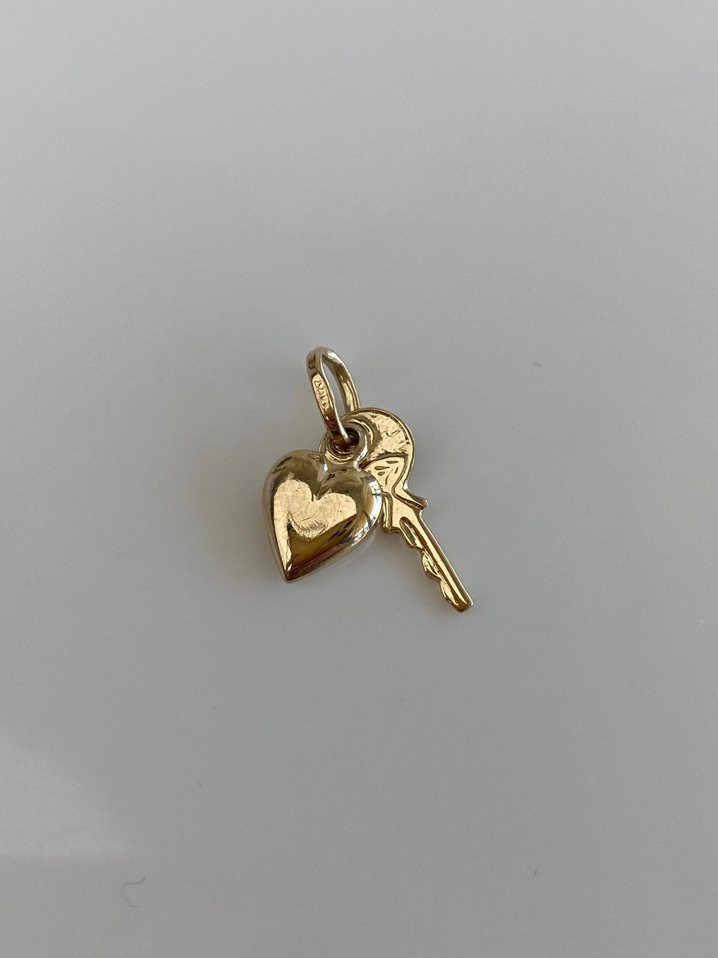 Vintage 14k Yellow Gold Key Heart Charm