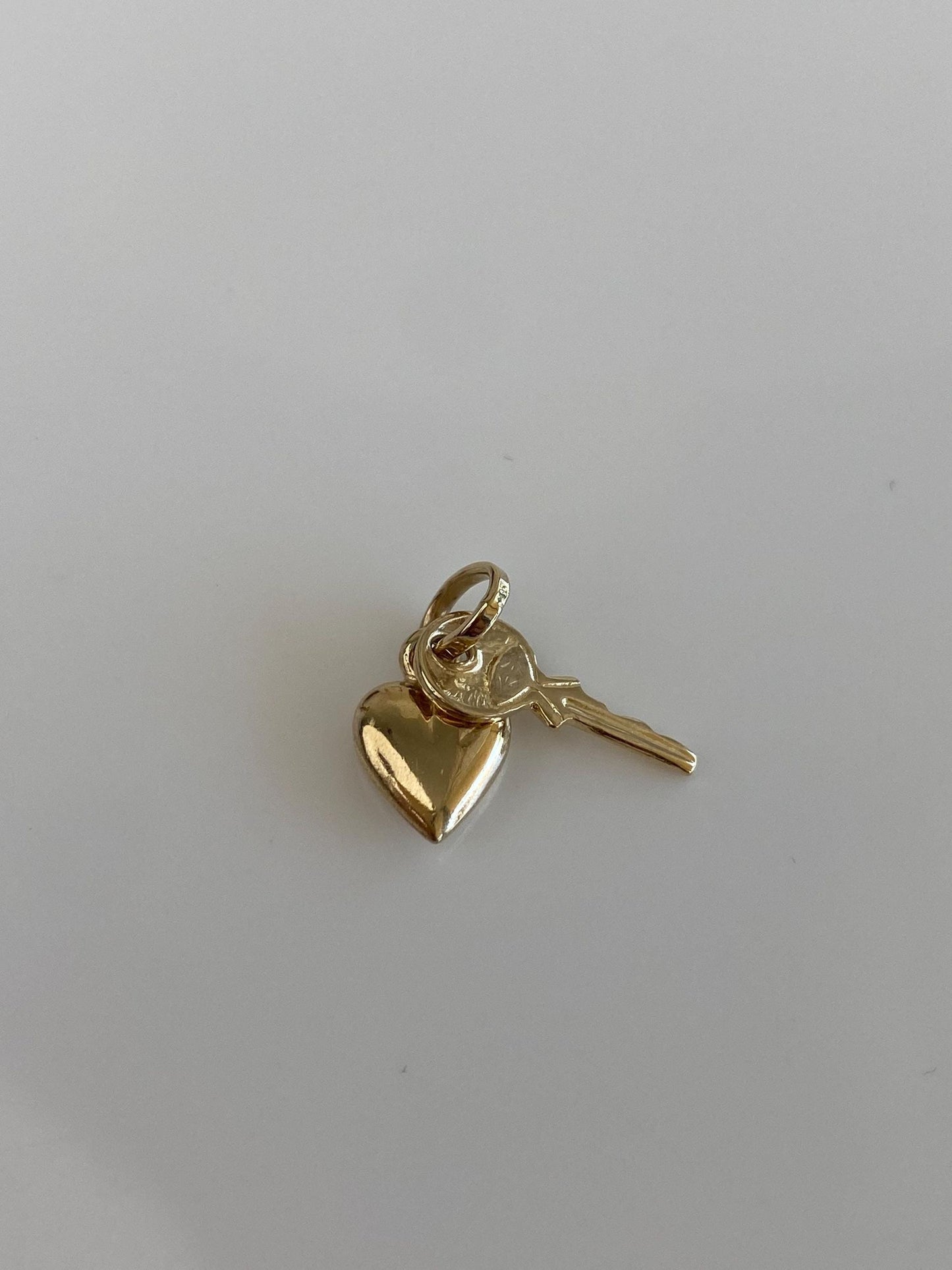 Vintage 14k Yellow Gold Key Heart Charm