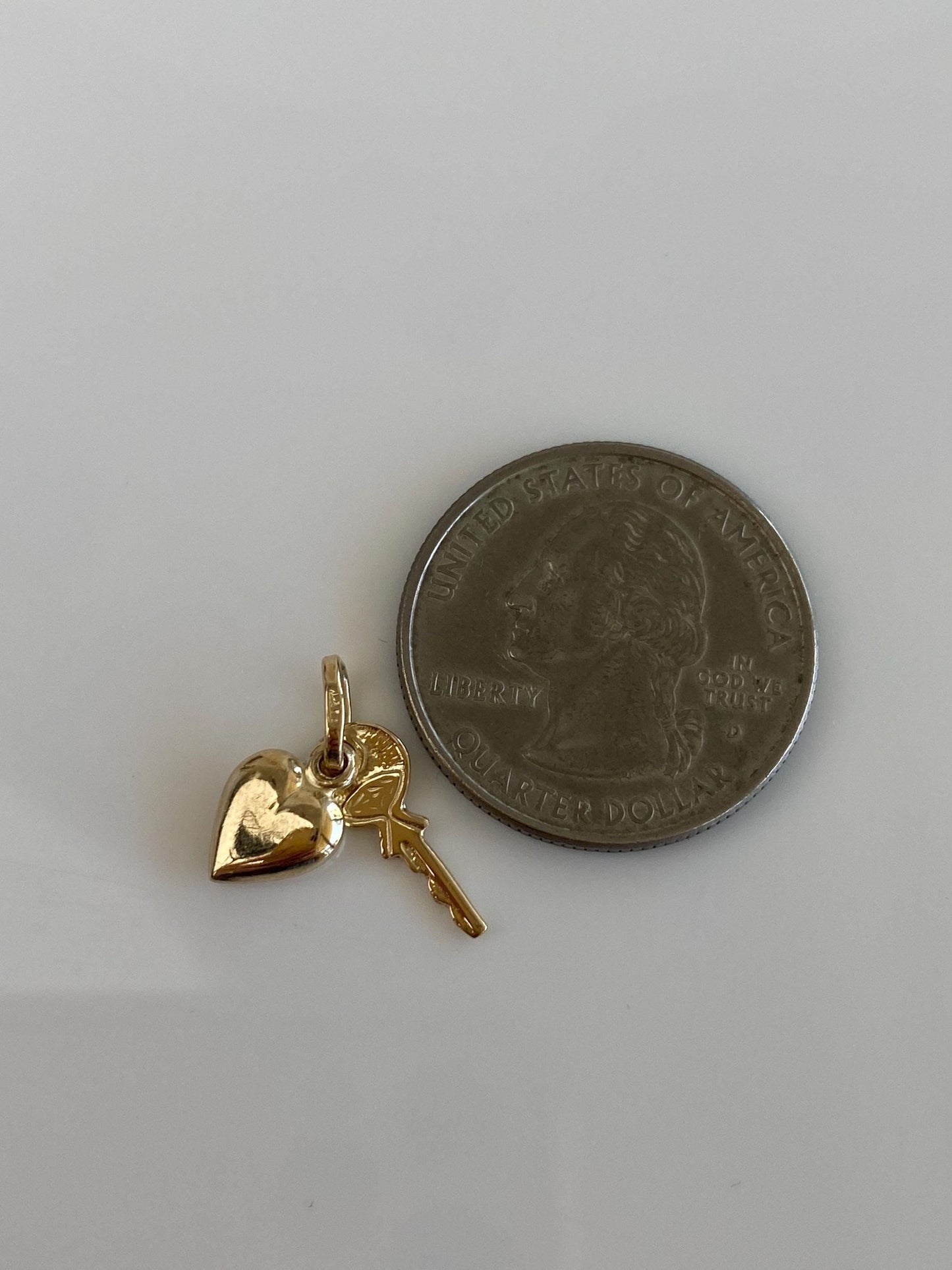 Vintage 14k Yellow Gold Key Heart Charm