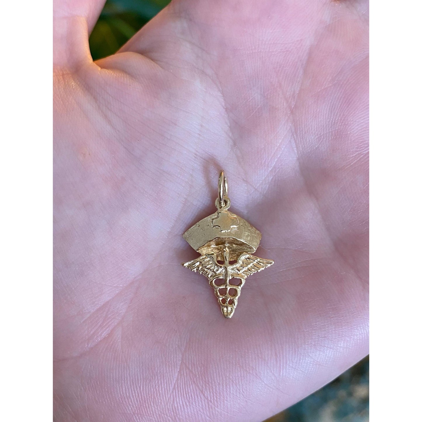 Vintage Solid 14k Yellow Gold Nurse Medical Charm