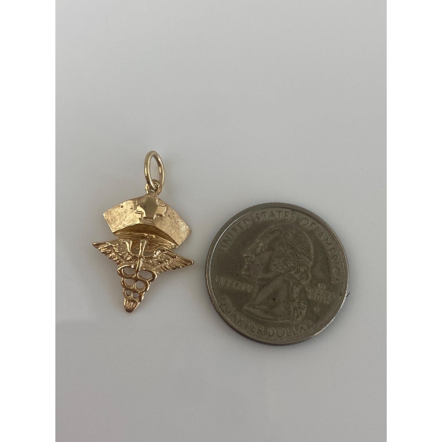 Vintage Solid 14k Yellow Gold Nurse Medical Charm