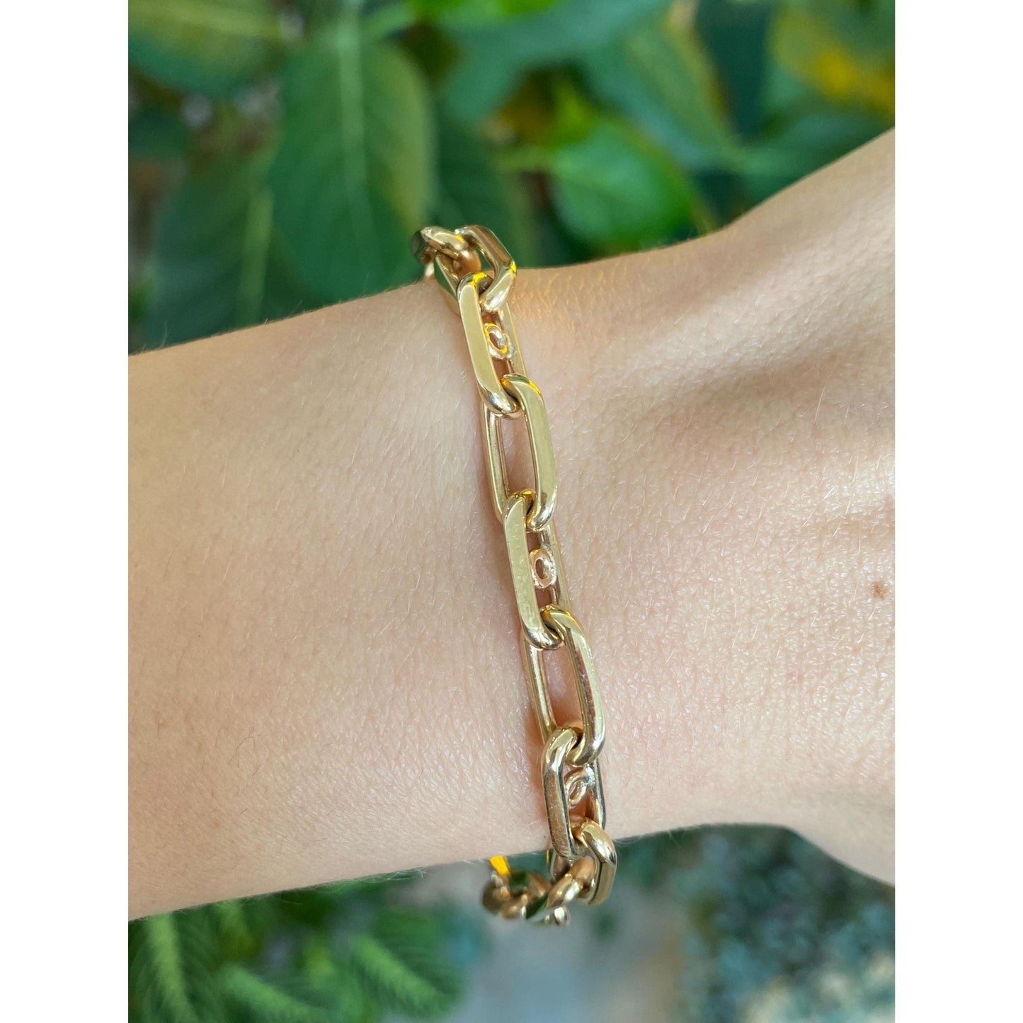 Vintage Solid 14k Yellow Gold Long Link Charm Bracelet - 7.25 inches