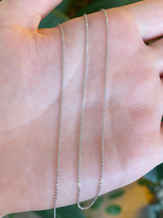 Vintage Solid 14k White Gold Tight Rolo Chain Necklace - 17.25 inches