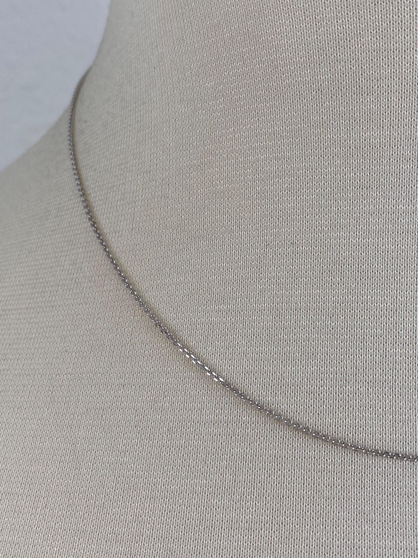 Vintage Solid 14k White Gold Tight Rolo Chain Necklace - 17.25 inches