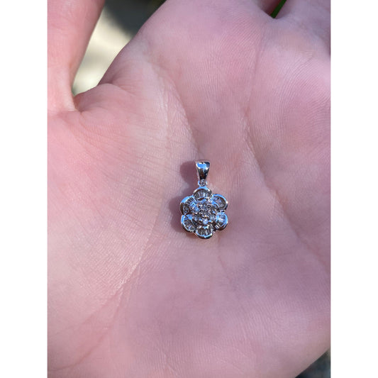 Vintage Solid 10k White Gold Diamond Charm