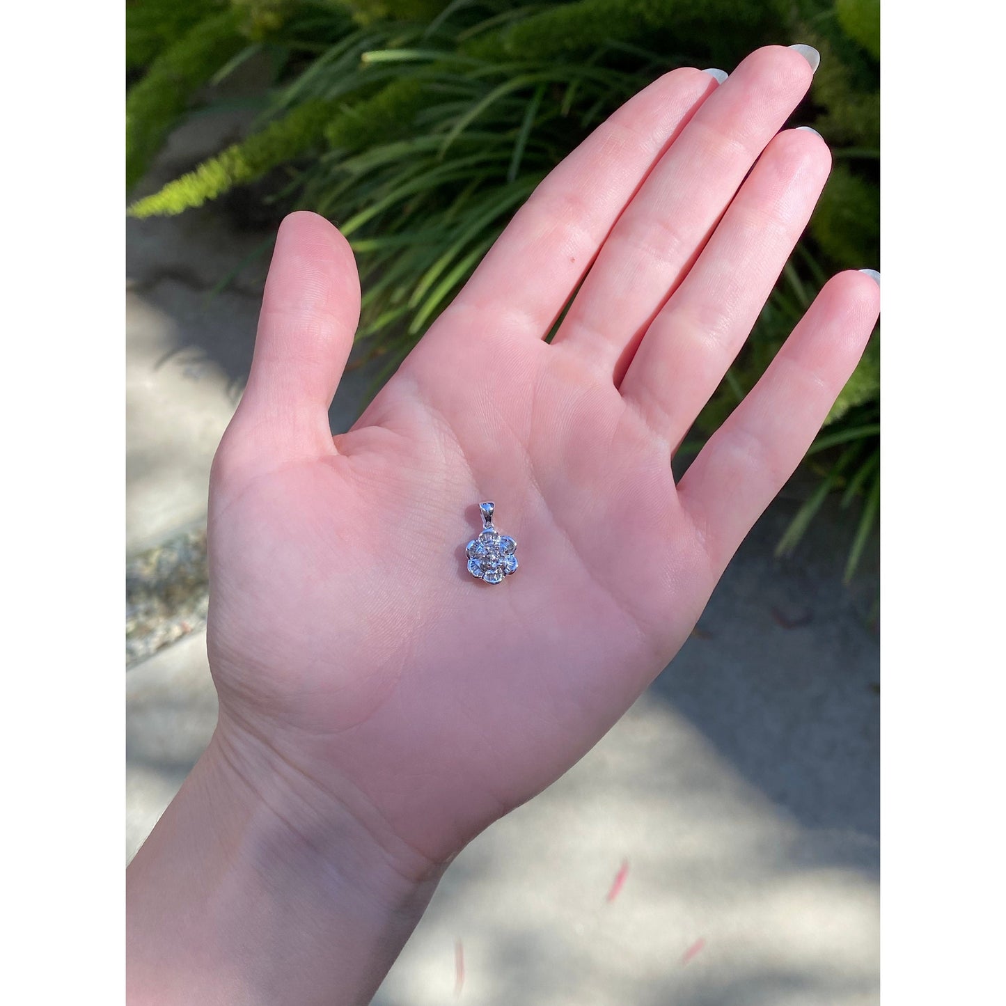 Vintage Solid 10k White Gold Diamond Charm