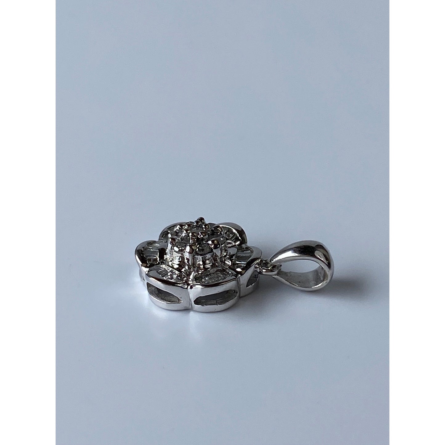 Vintage Solid 10k White Gold Diamond Charm