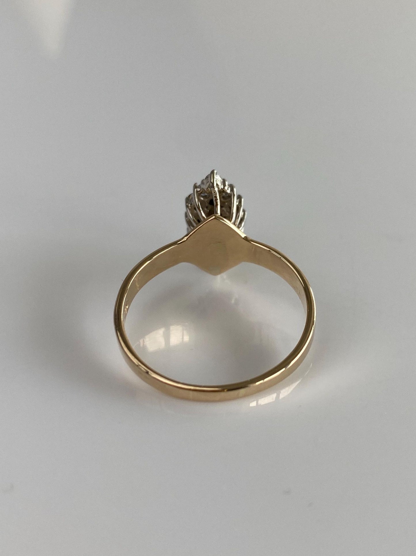 Vintage Solid 14k Yellow Gold Diamond Cluster Ring - Size 9