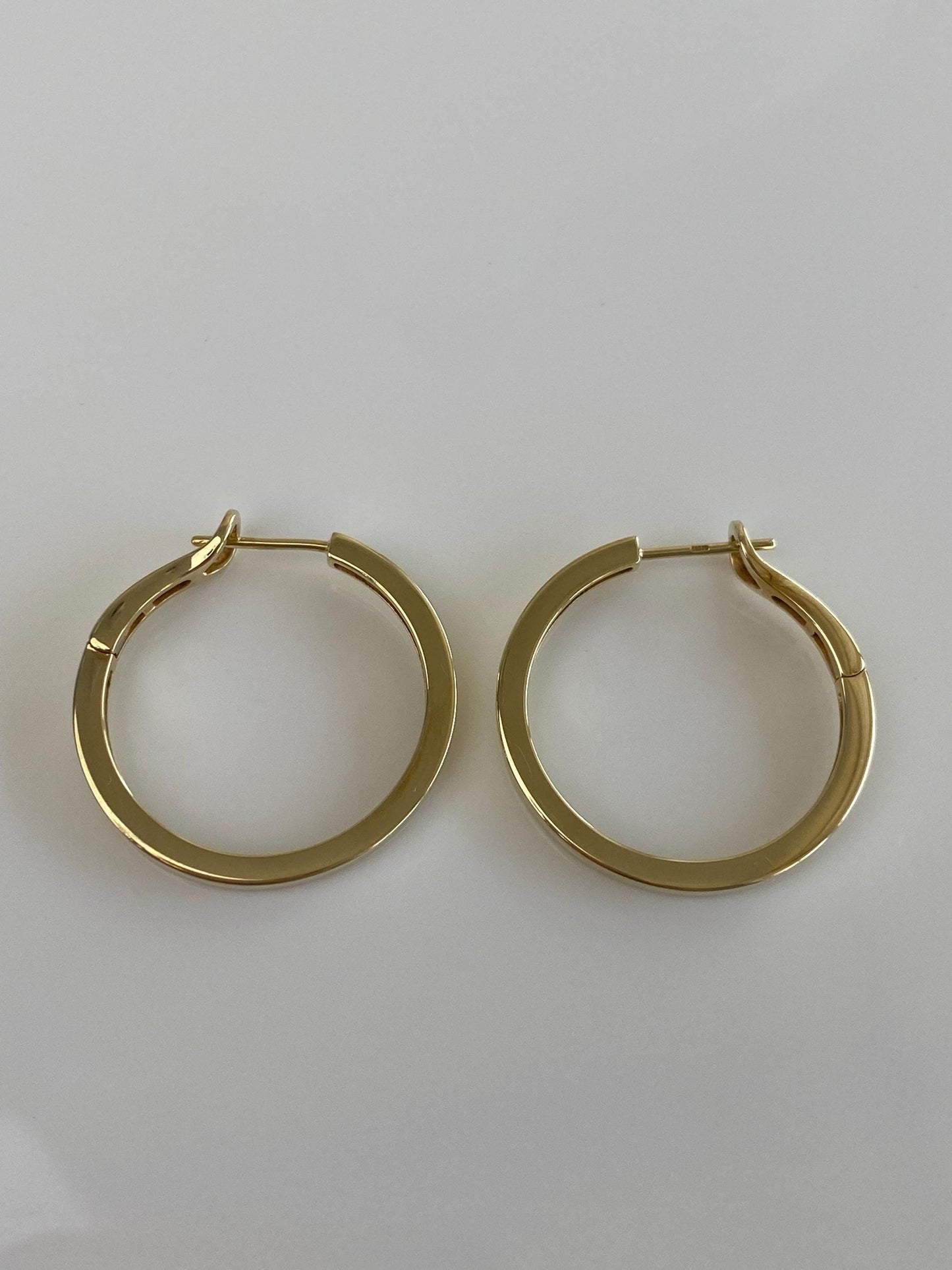 Vintage Solid 14k Yellow Gold Square Edge Hoop Earrings